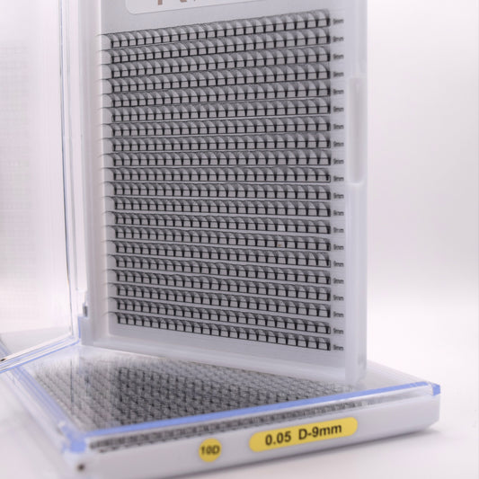 10D 0.05 D Curl - Pre Made Short Stem Fans - XL Tray