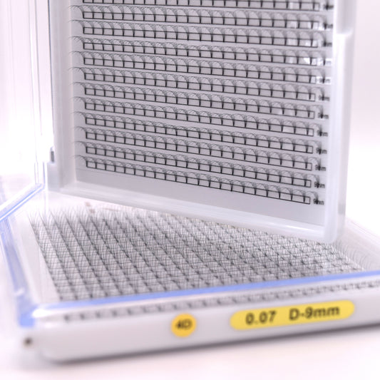 4D 0.07 D Curl - Pre Made Short Stem Fans - XL Tray